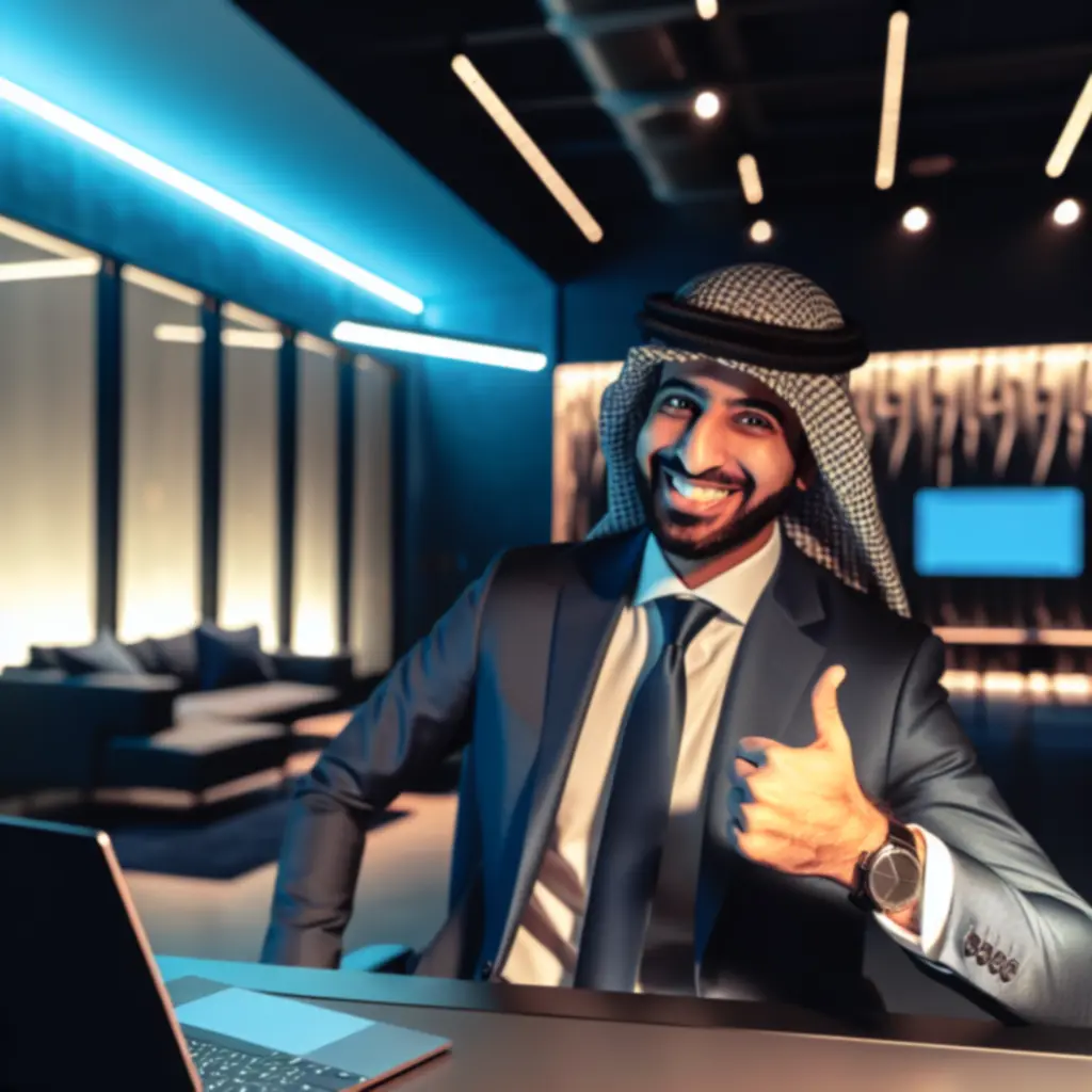 Zadowolony klient Computoryxa pracujący przy laptopie